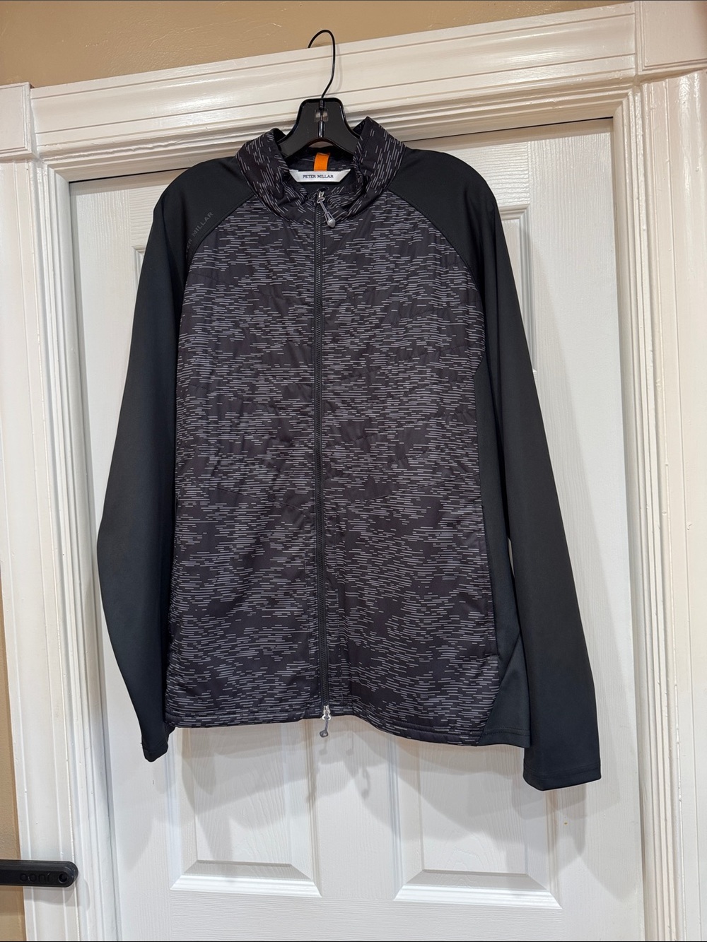 Peter Millar Black Patterned Full-Zip Performance Jacket